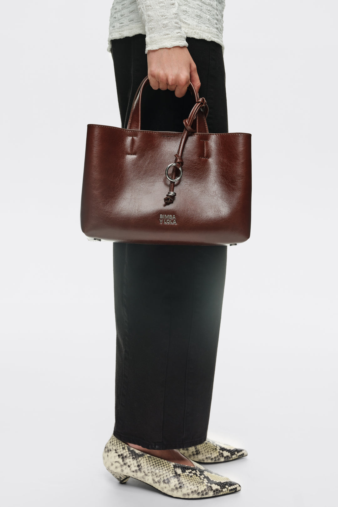 Medium dark tan leather Chihuahua tote bag