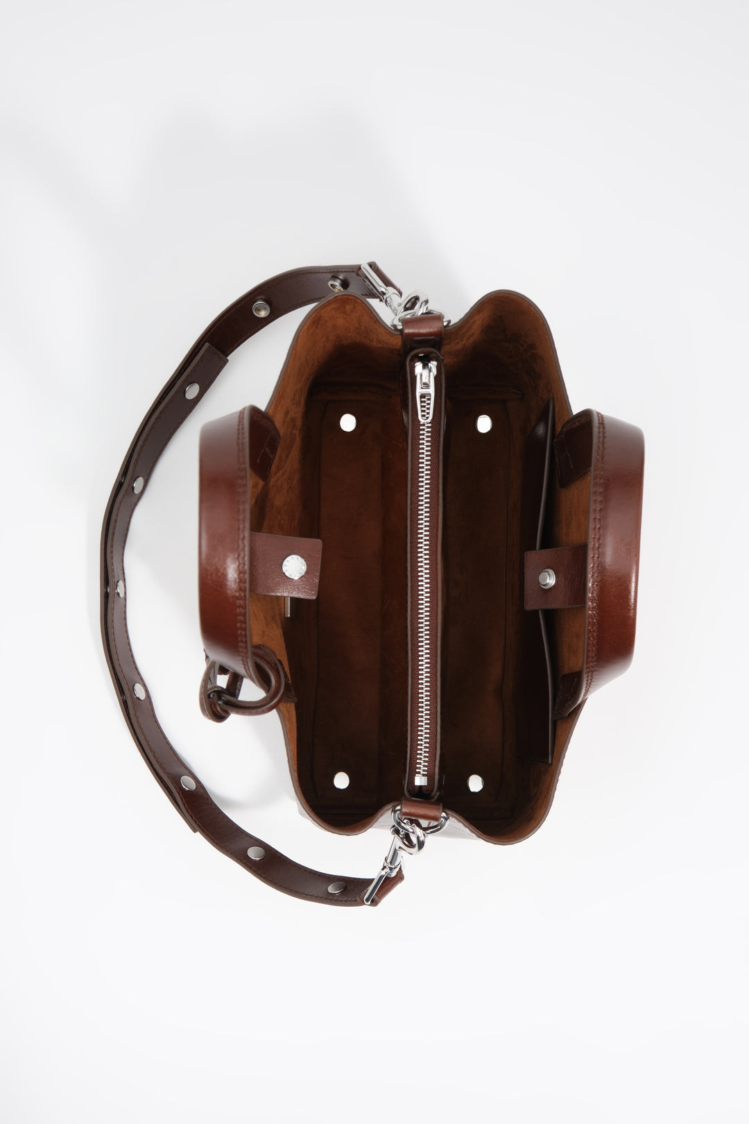 Medium dark tan leather Chihuahua tote bag