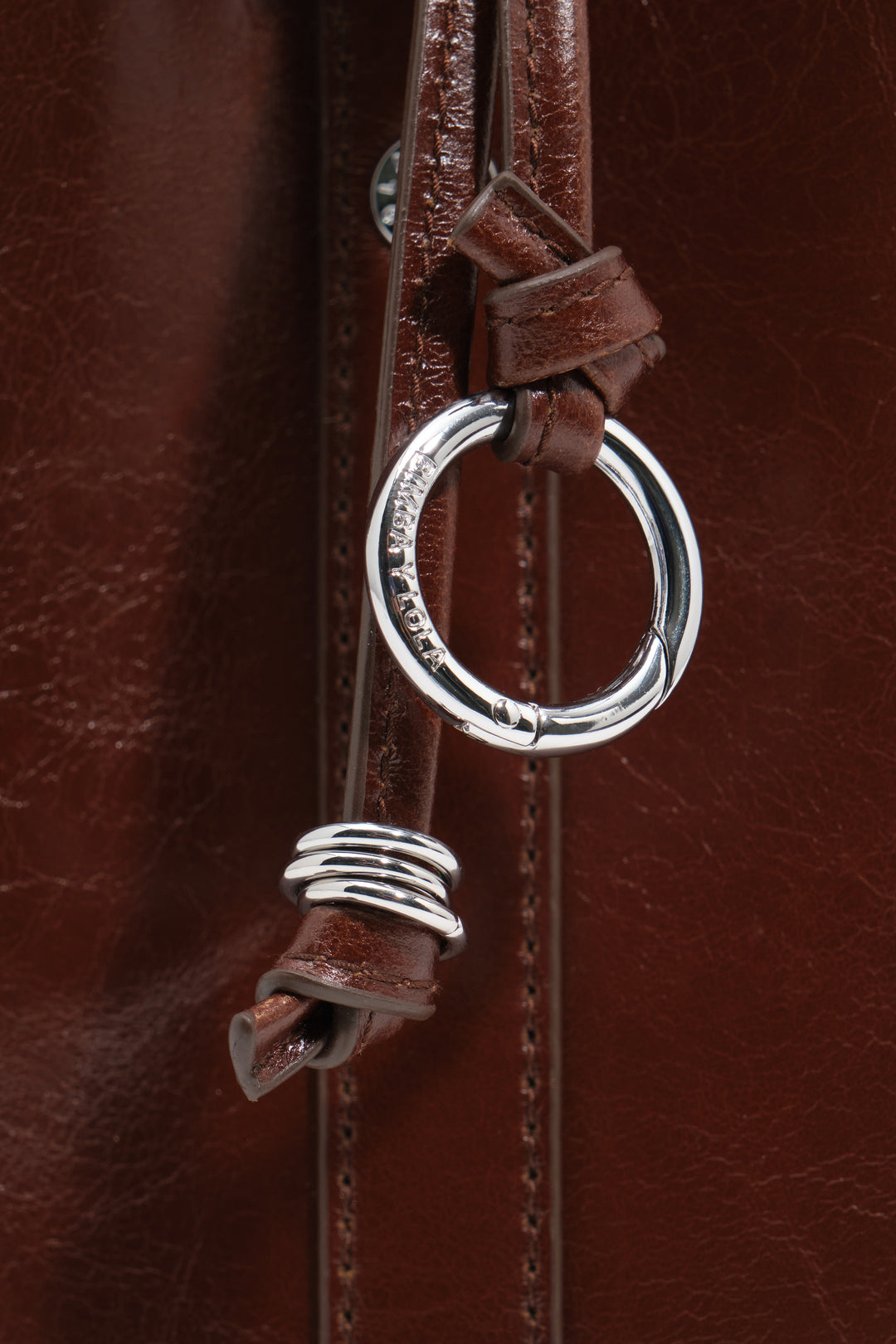 Medium dark tan leather Chihuahua tote bag
