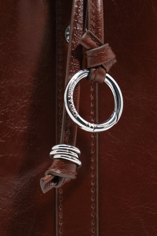 Medium dark tan leather Chihuahua tote bag
