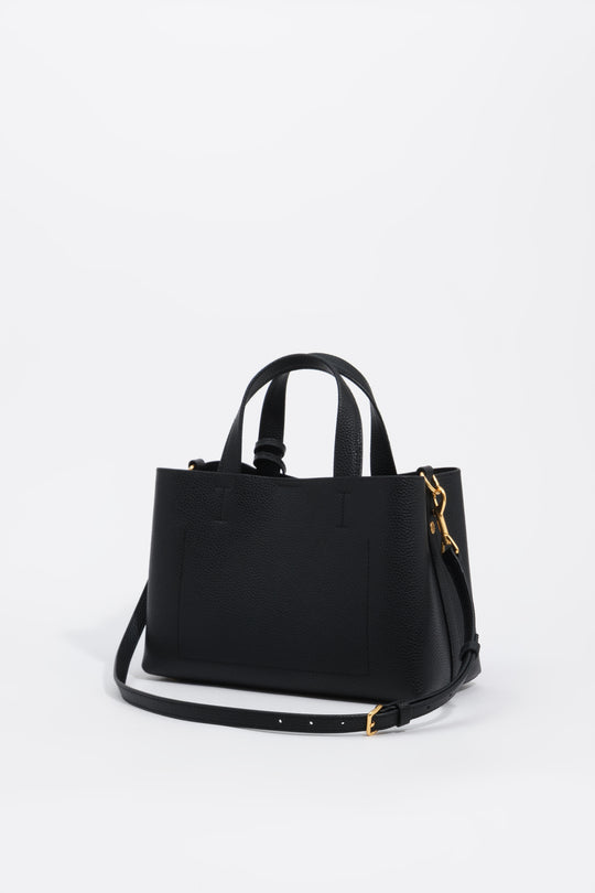 Medium black leather Chihuahua tote bag