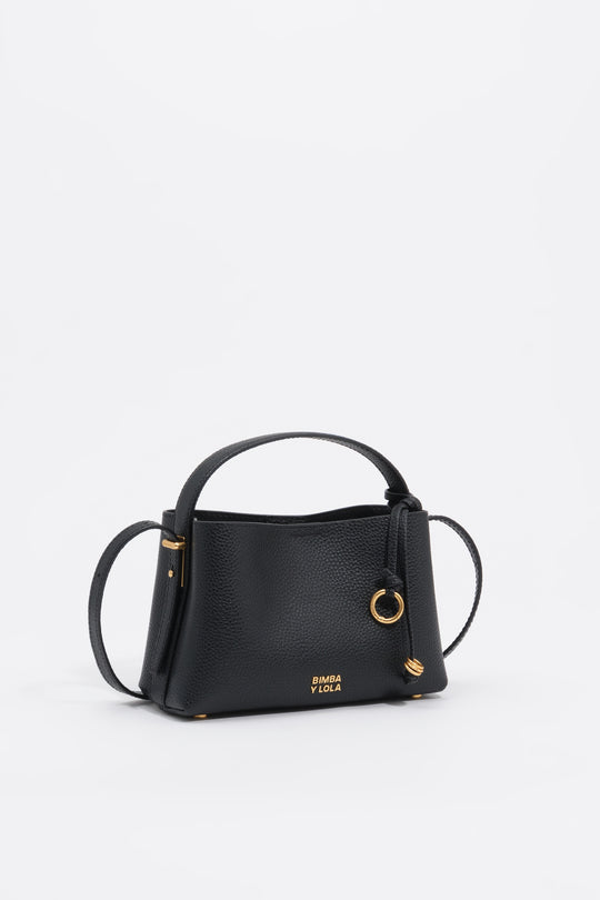 Black leather Chihuahua mini slouch bag