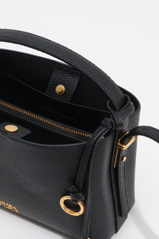 Black leather Chihuahua mini slouch bag