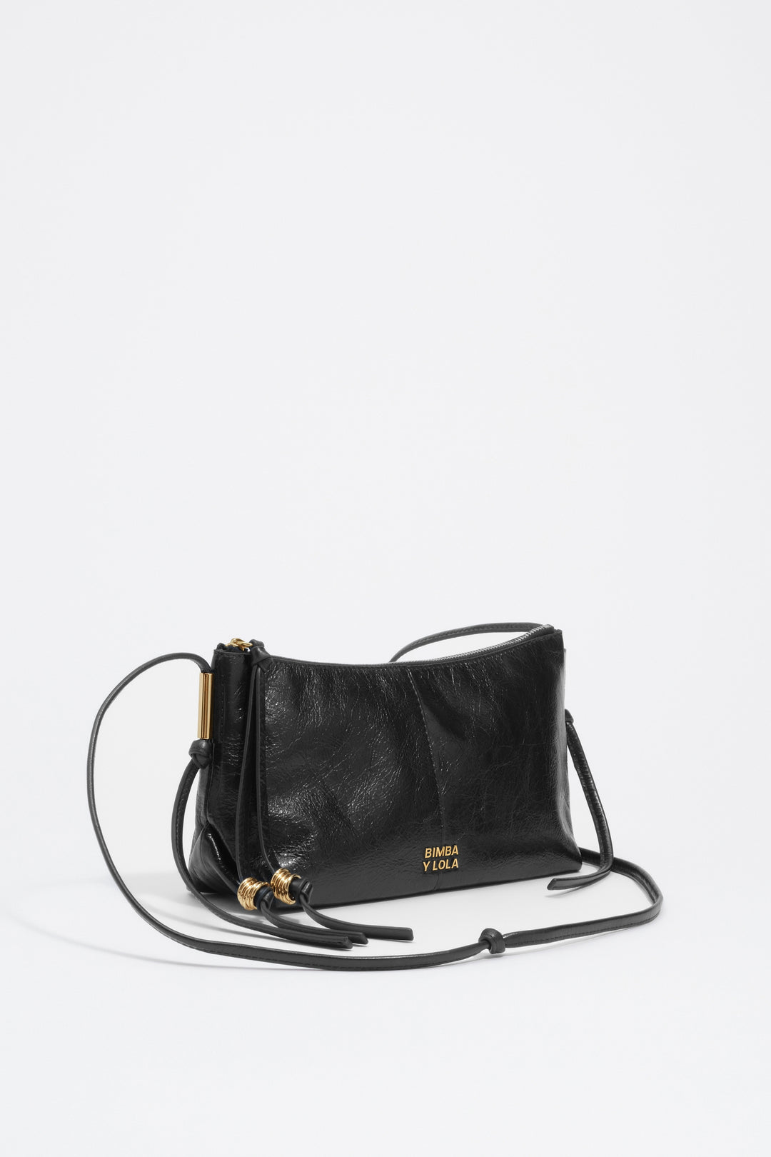 Small black leather crossbody bag