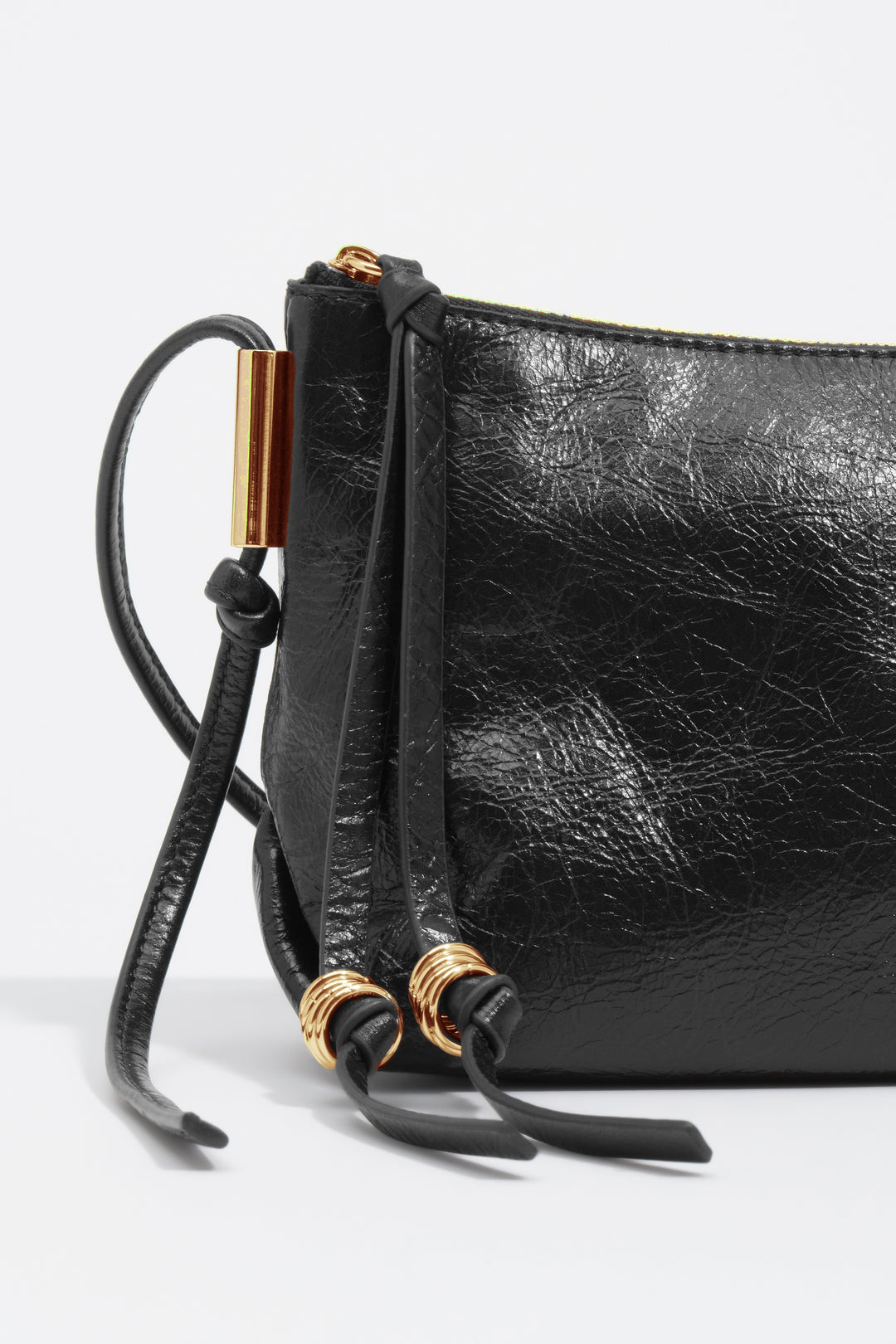 Small black leather crossbody bag