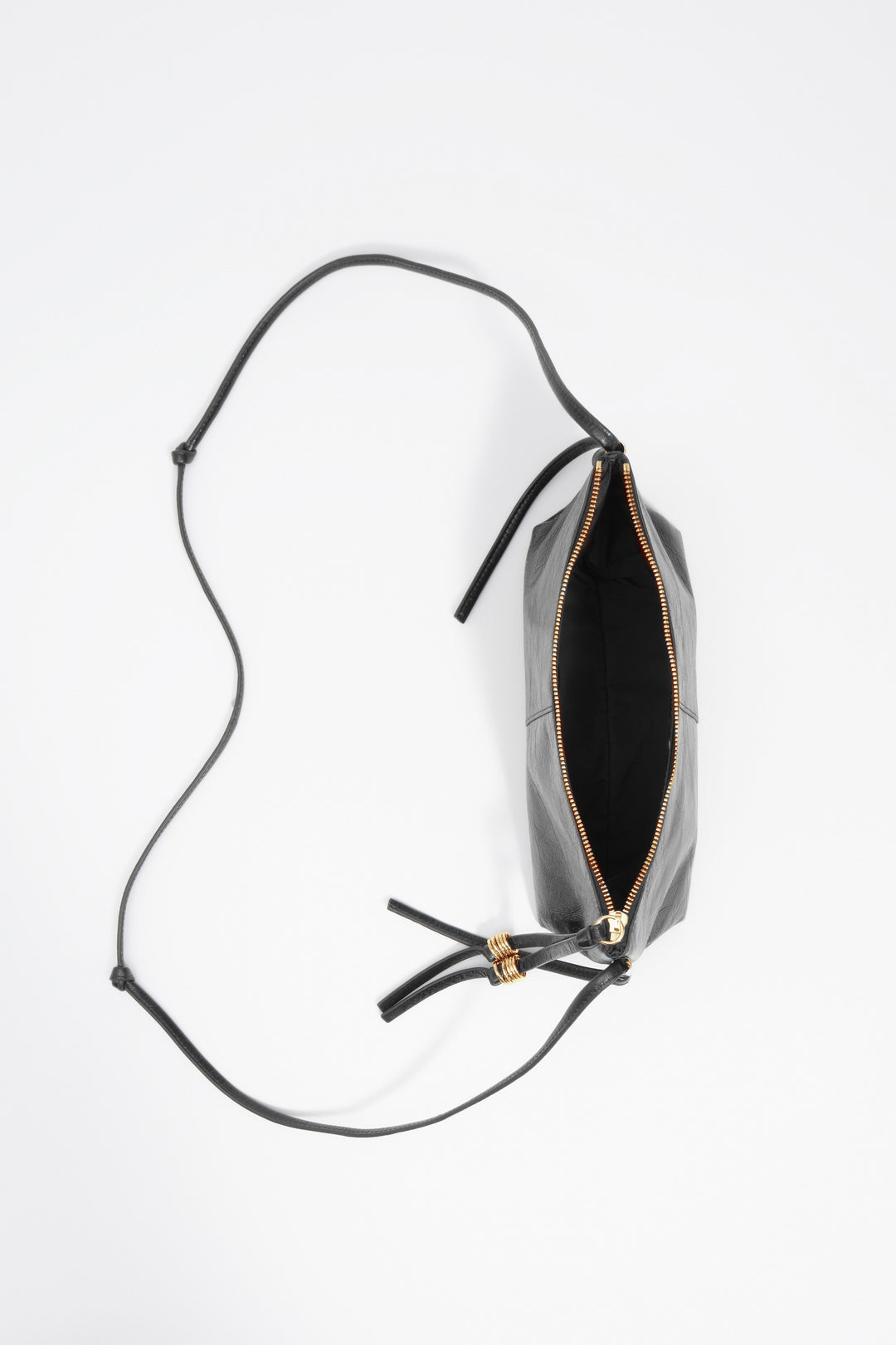 Small black leather crossbody bag