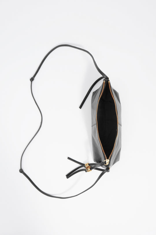 Small black leather crossbody bag