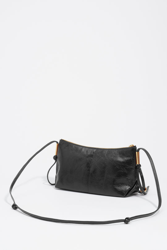 Small black leather crossbody bag