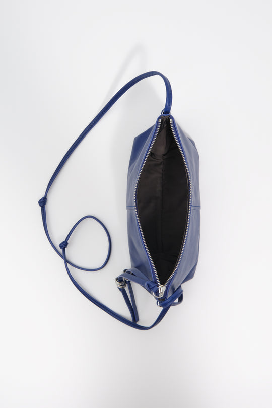 Small electric blue leather crossbody bag