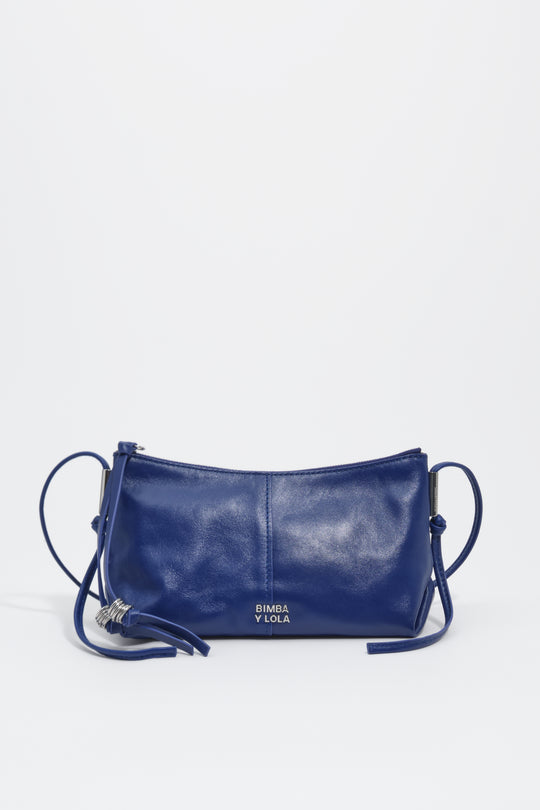 Small electric blue leather crossbody bag