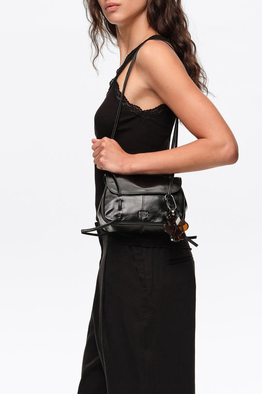 Black leather Mini flap bag