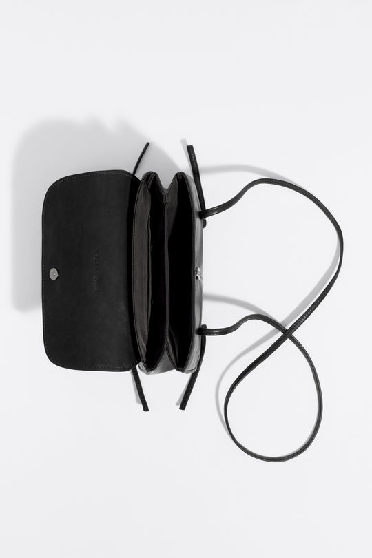 Black leather Mini flap bag