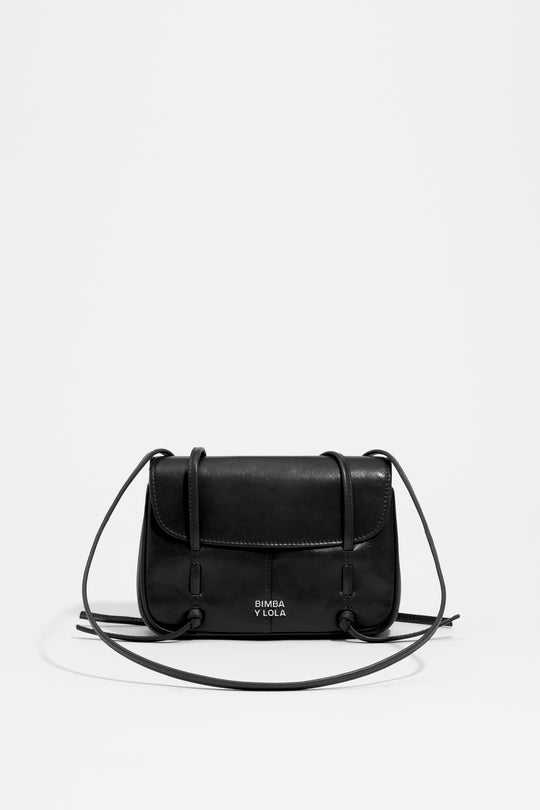 Black leather Mini flap bag