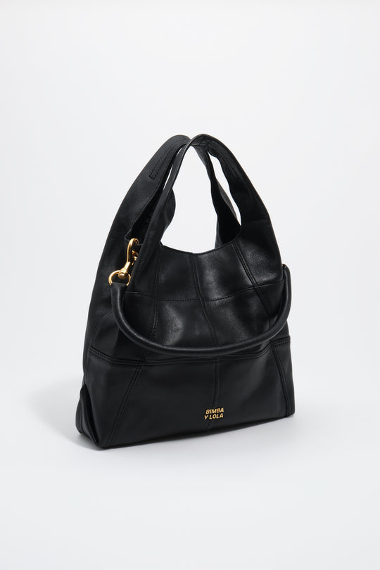 Medium black patchwork leather Paper bag