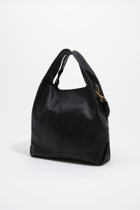 Medium black patchwork leather Paper bag