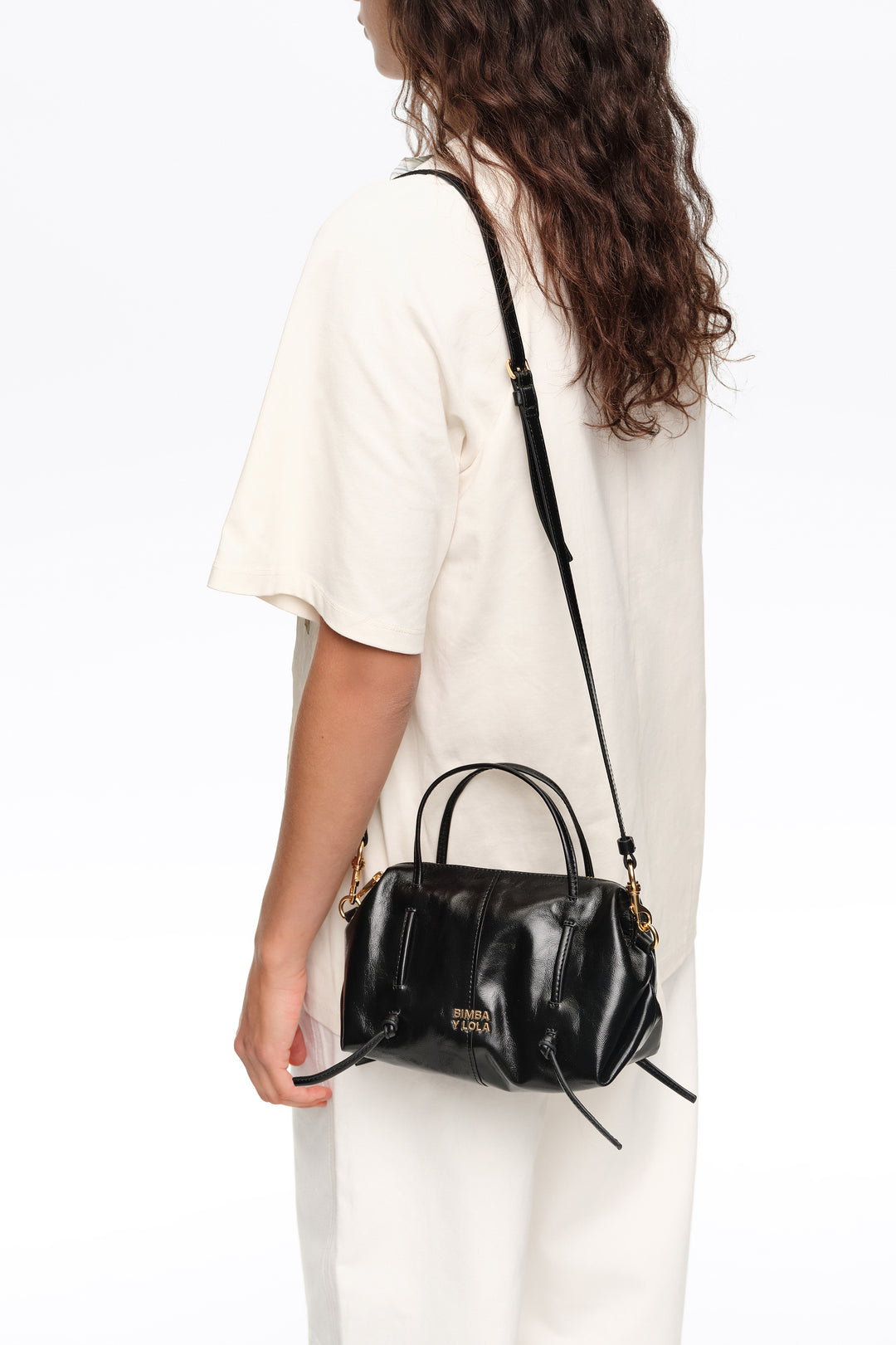 Mini black leather Lolita bag