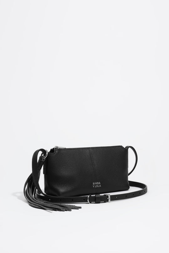 Black leather mini crossbody bag