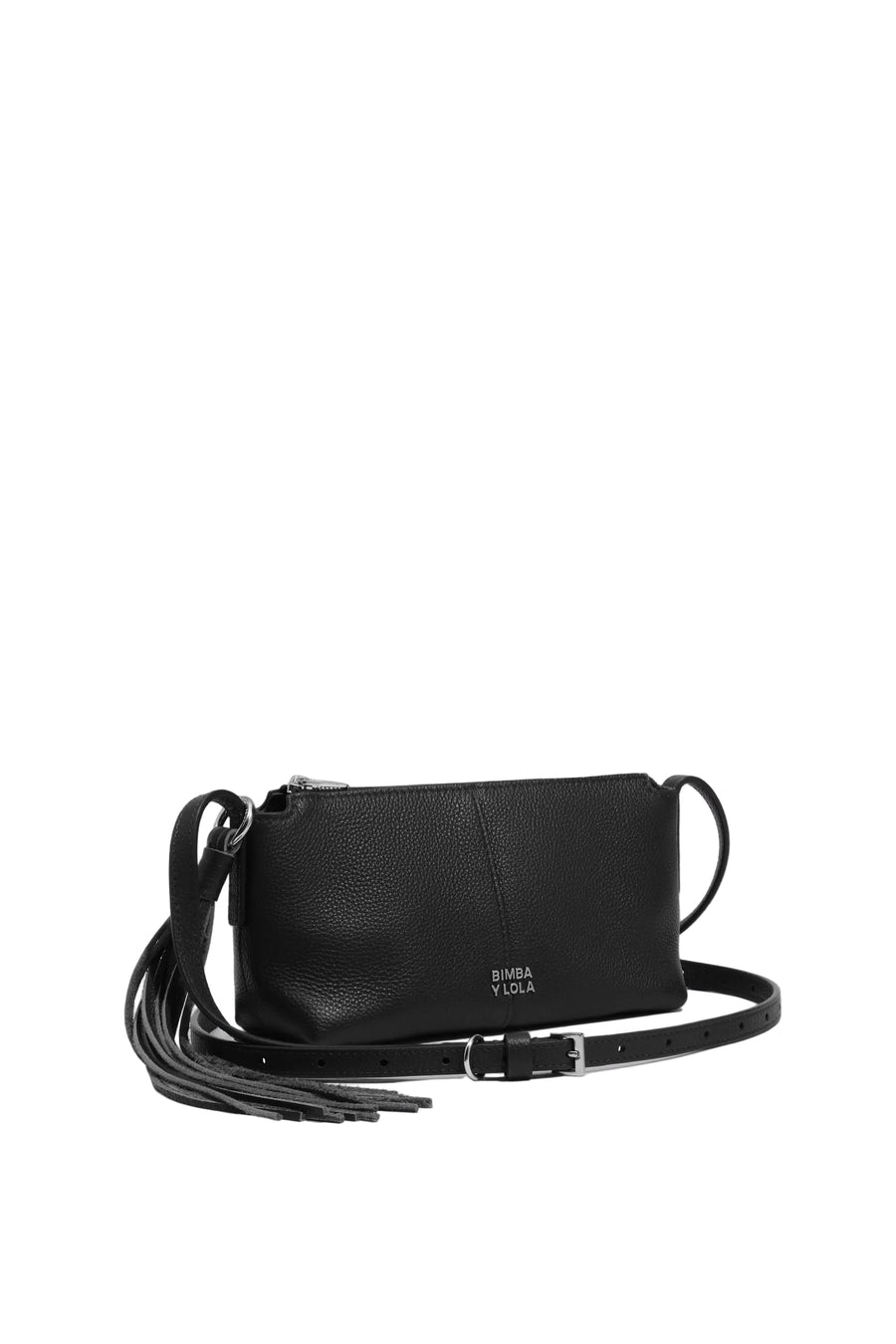 Black leather mini crossbody bag