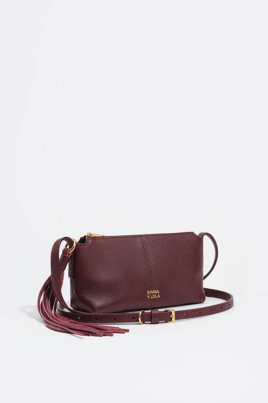 Burgundy leather mini crossbody bag