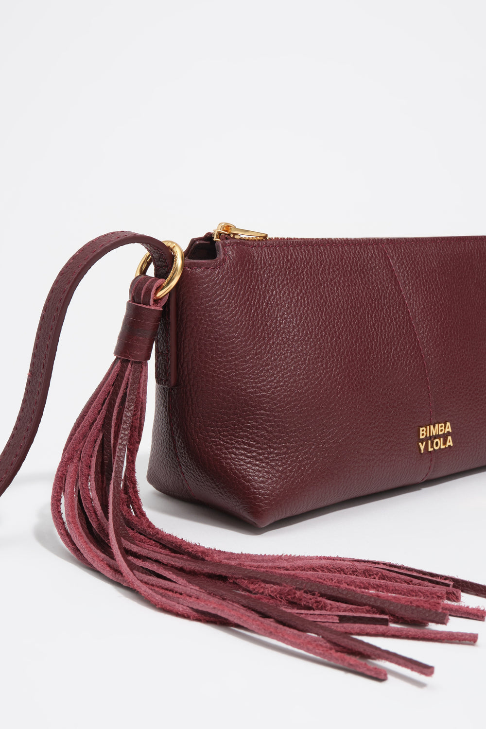 Burgundy leather mini crossbody bag