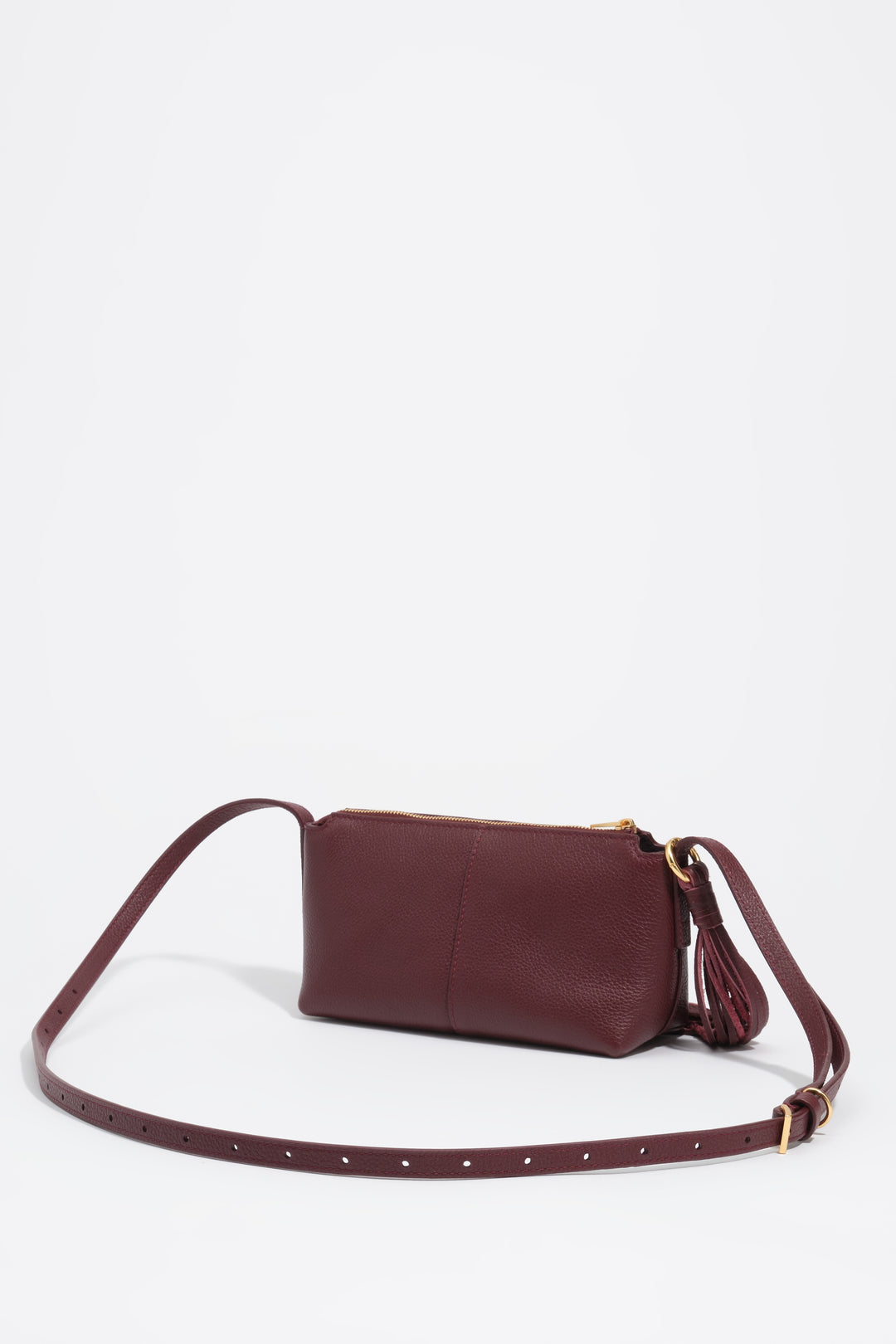 Burgundy leather mini crossbody bag