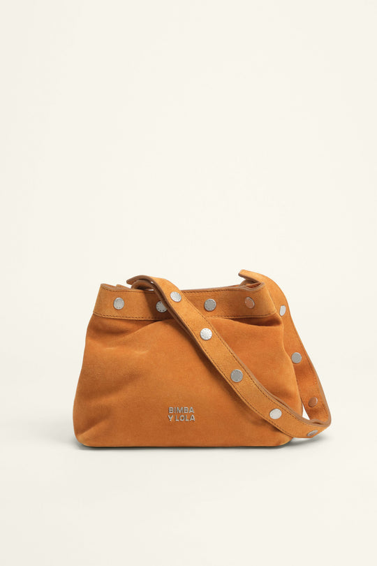 Medium amber suede snaps bag