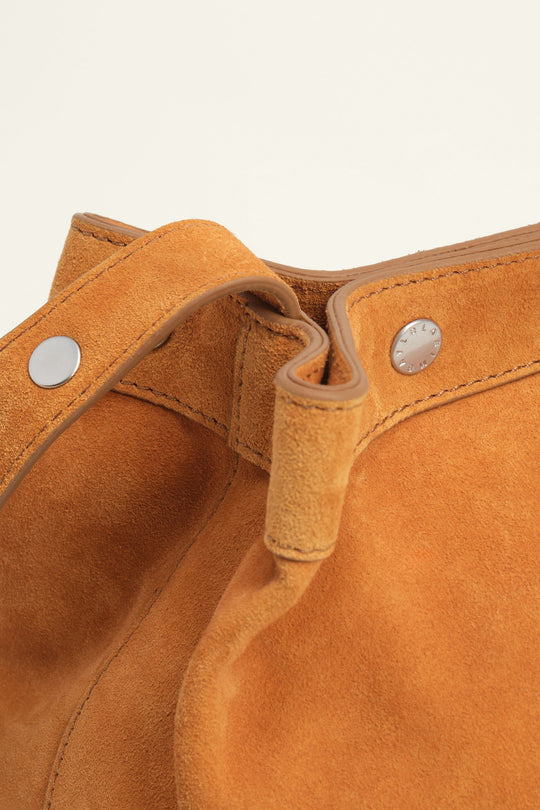 Medium amber suede snaps bag