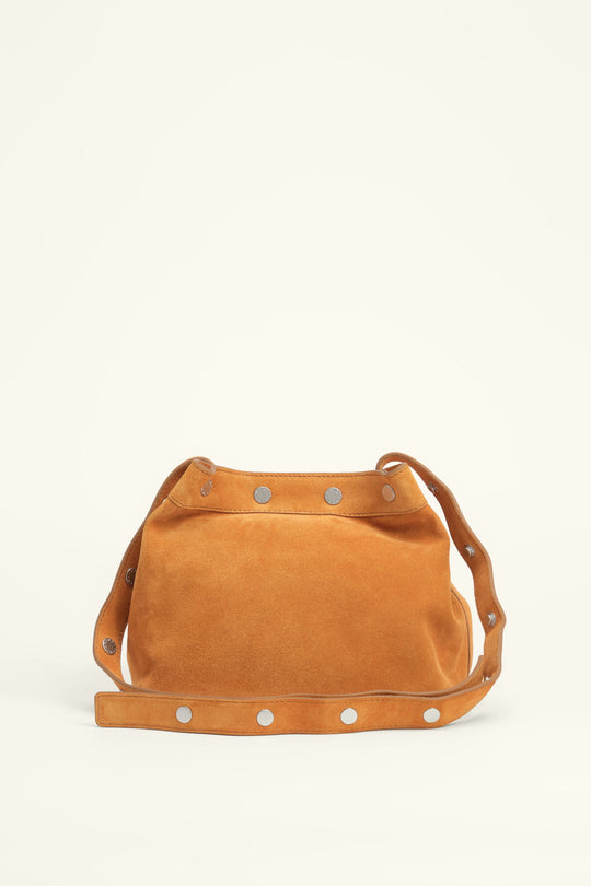 Medium amber suede snaps bag