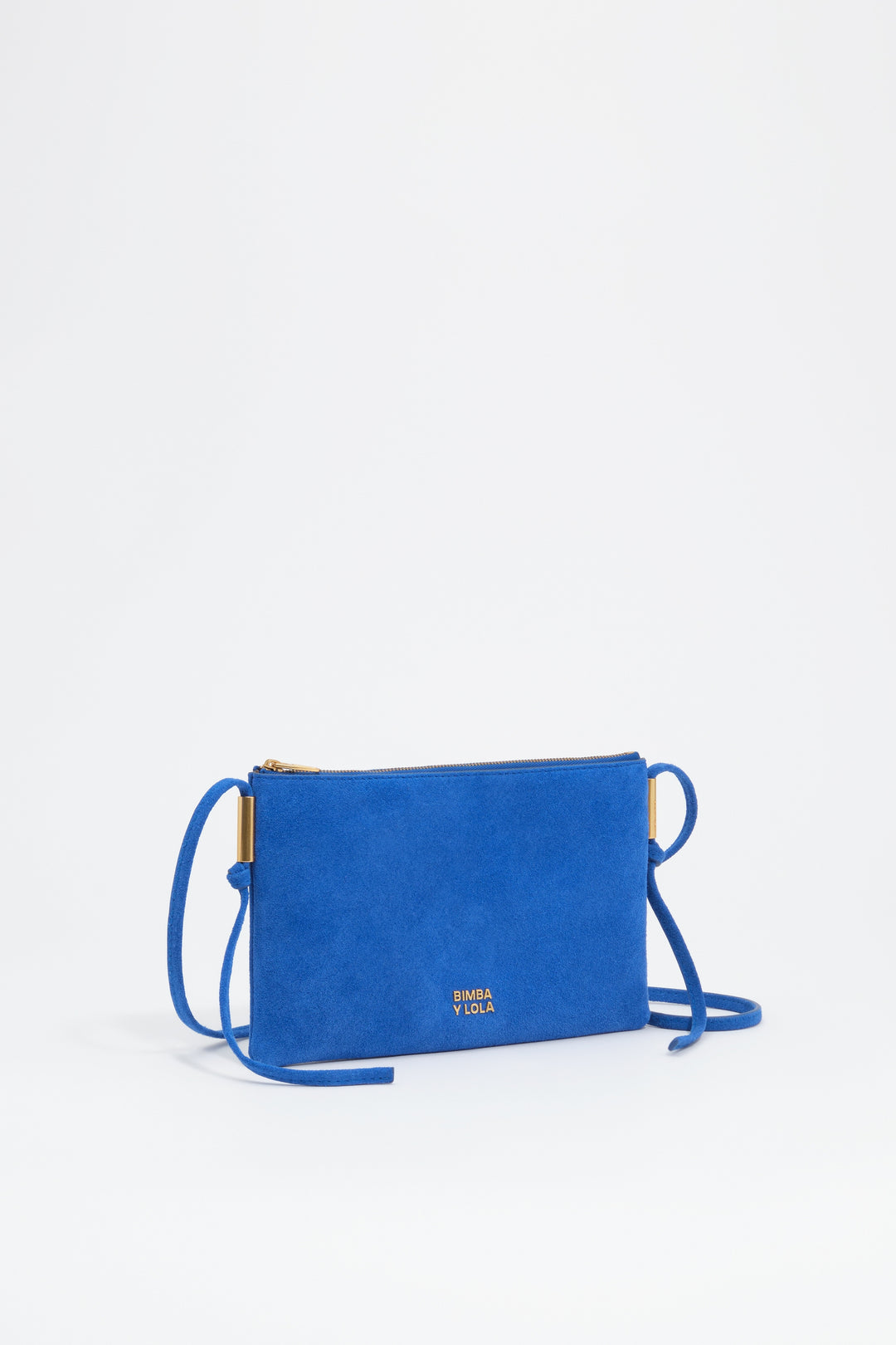 Small electric blue suede clutch bag