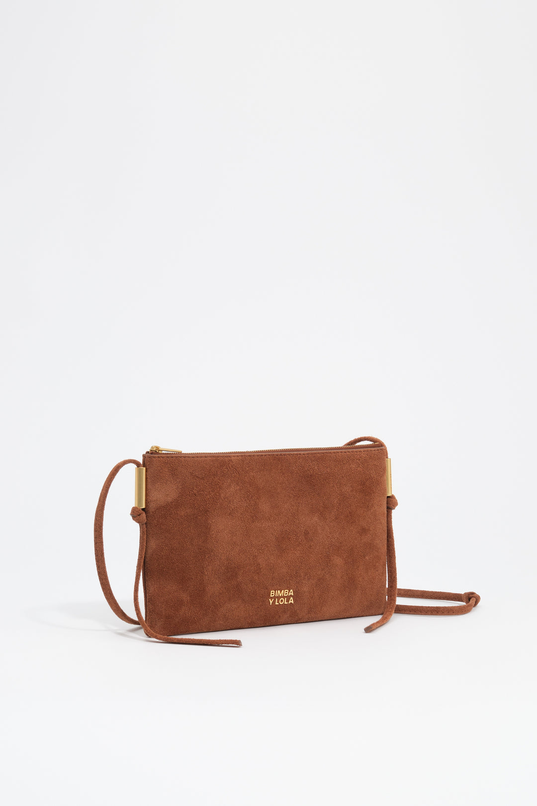 Small chestnut suede clutch bag