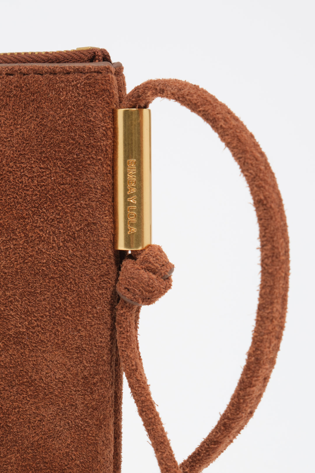 Small chestnut suede clutch bag