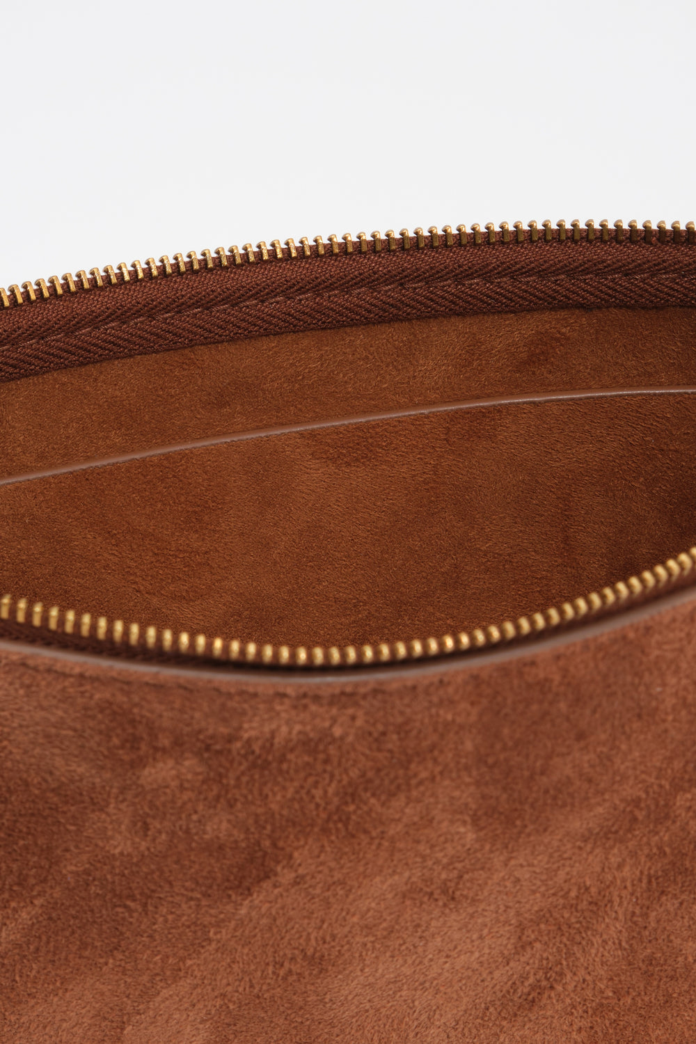 Small chestnut suede clutch bag