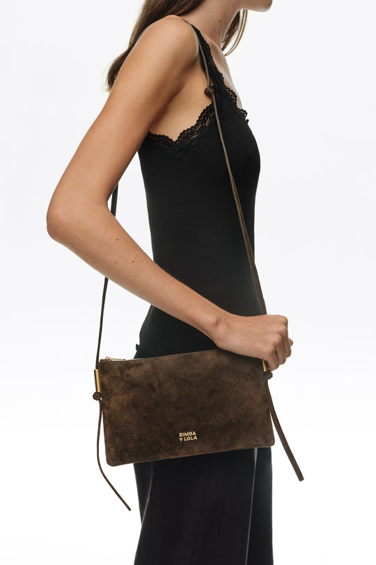 Small fango suede clutch bag