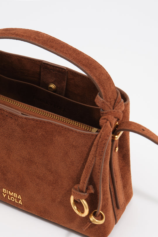 Chestnut leather Chihuahua mini slouch bag
