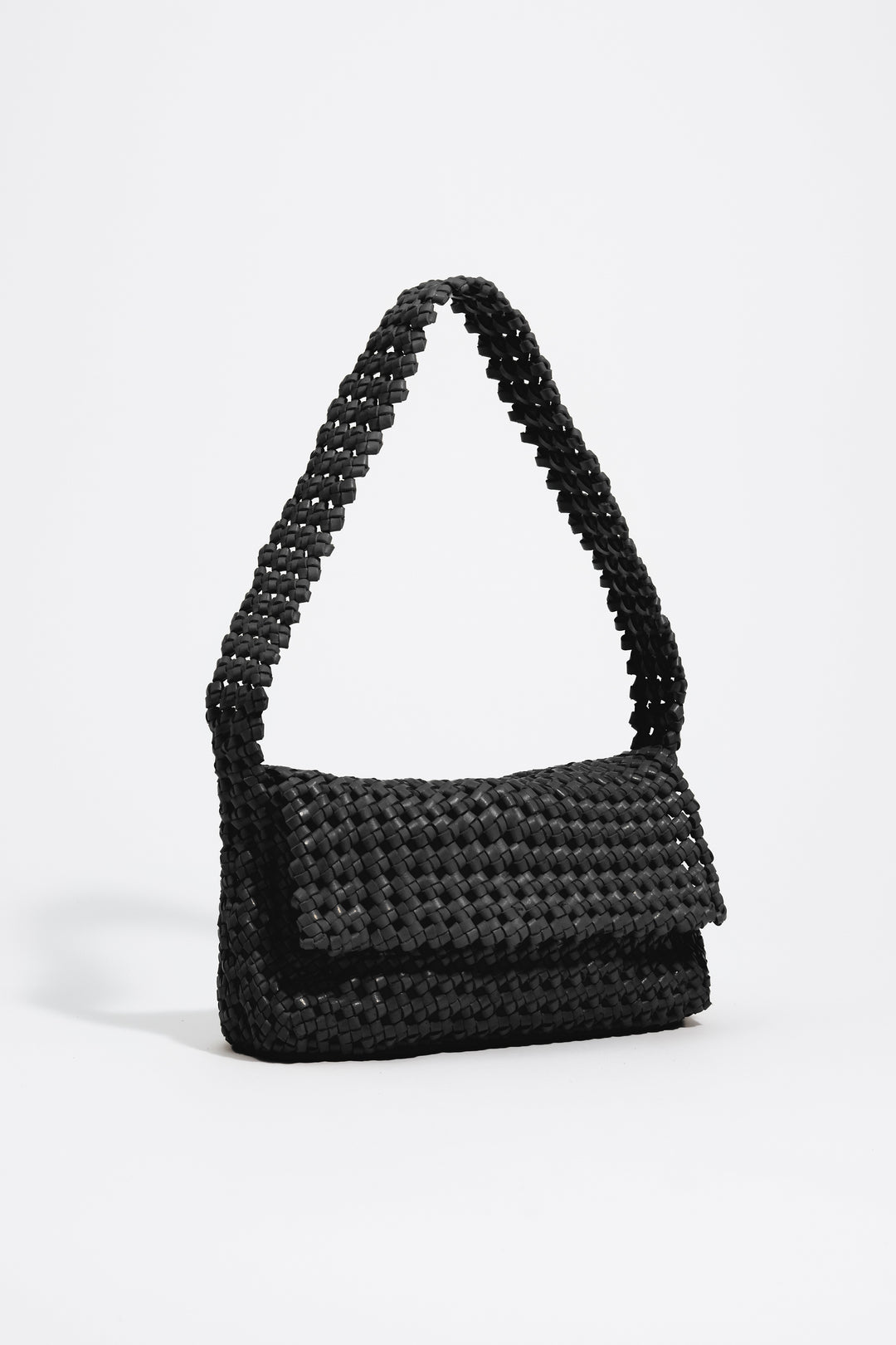 Medium black plaited leather Hobo bag