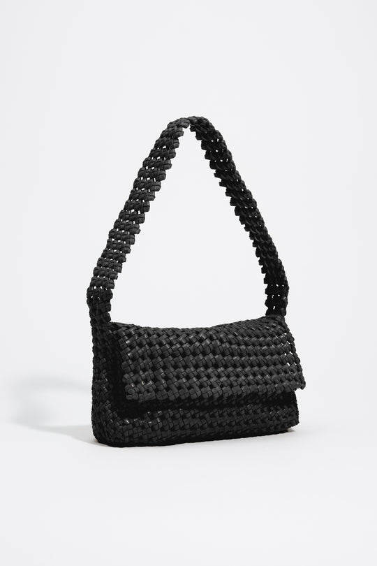 Medium black plaited leather Hobo bag