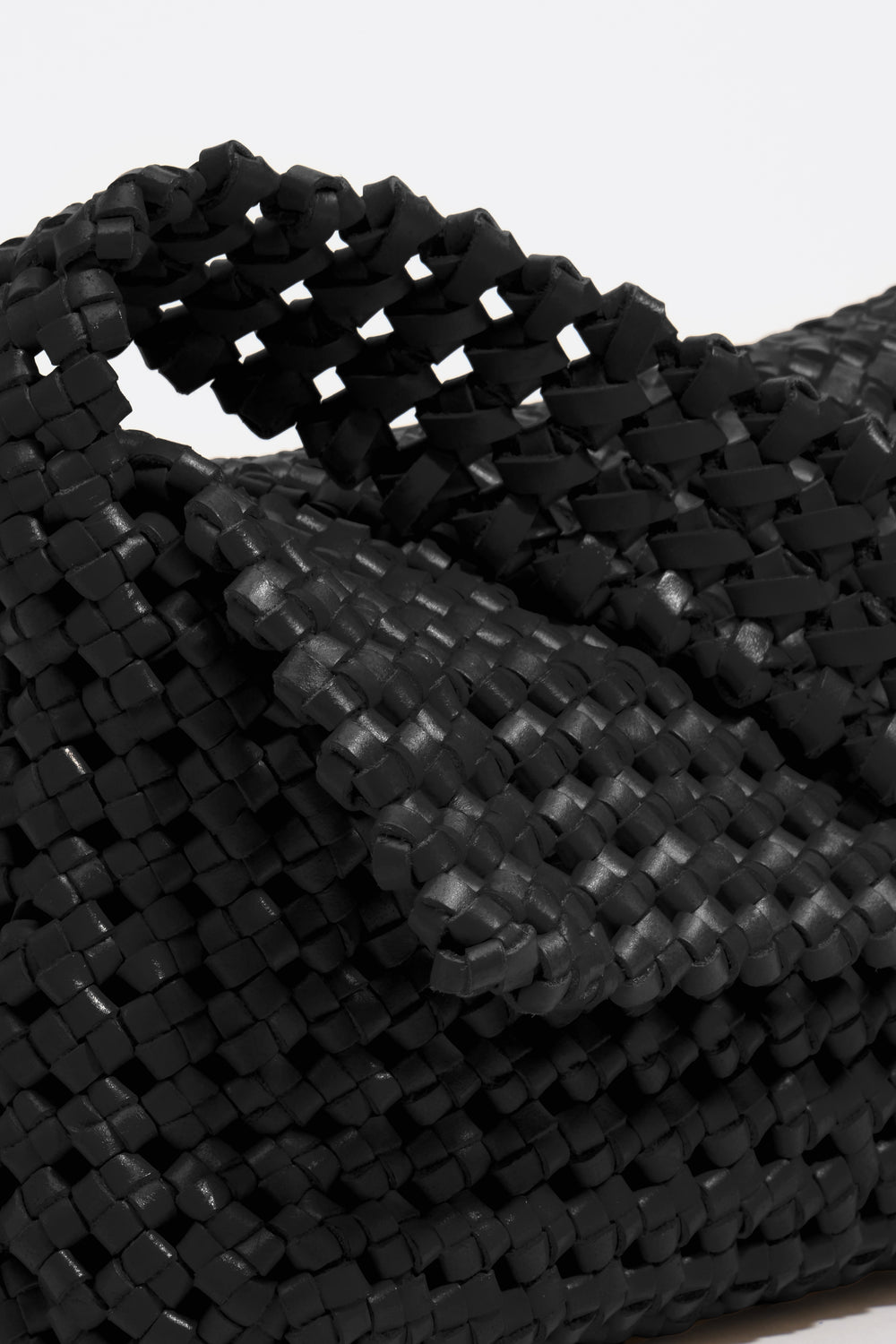 Medium black plaited leather Hobo bag