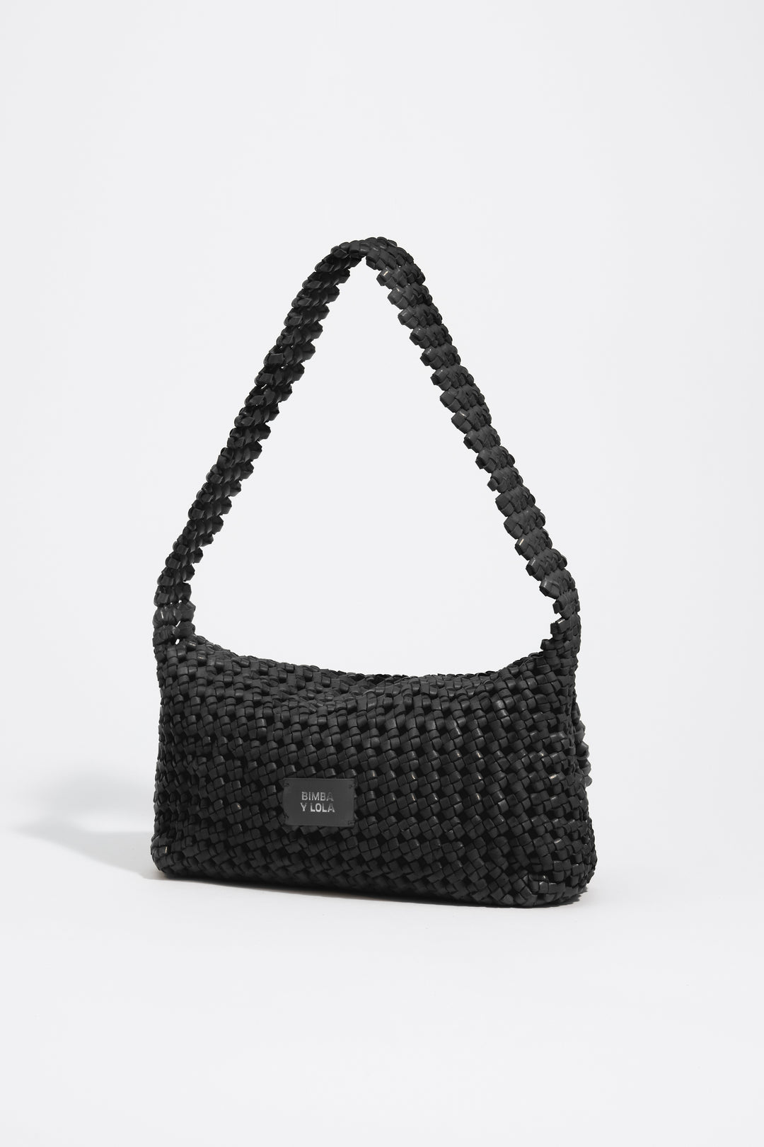 Medium black plaited leather Hobo bag