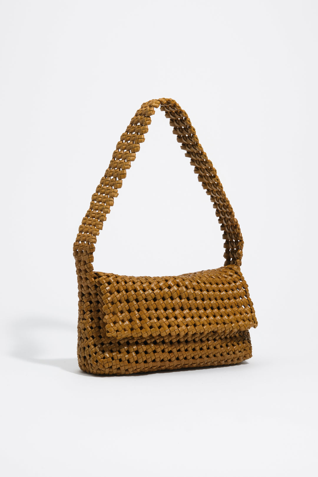 Medium lime plaited leather hobo bag