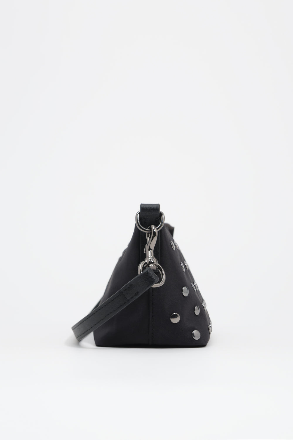 Small black studded nylon crossbody bag
