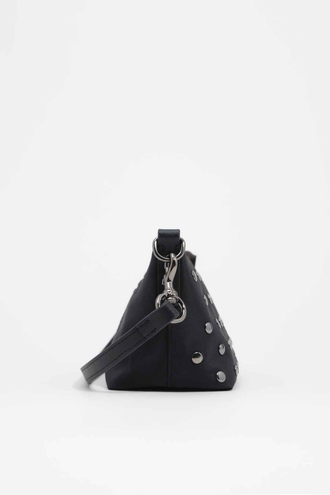 Small black studded nylon crossbody bag