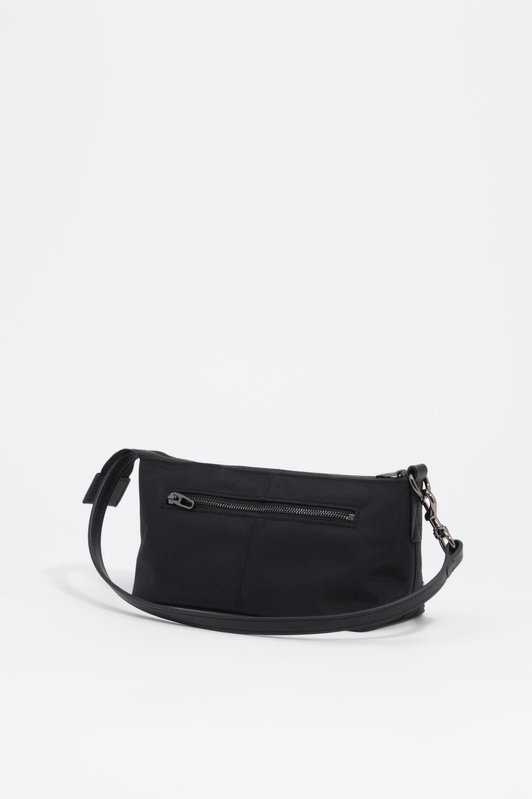 Small black studded nylon crossbody bag