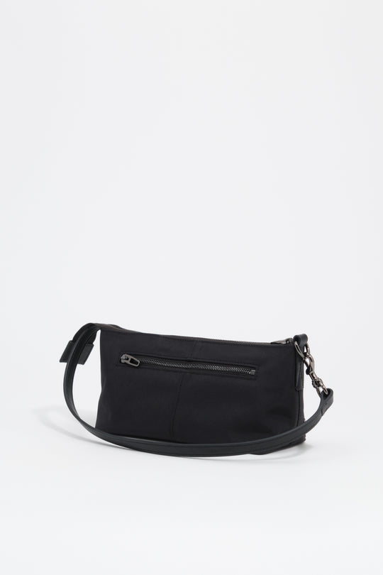 Small black studded nylon crossbody bag