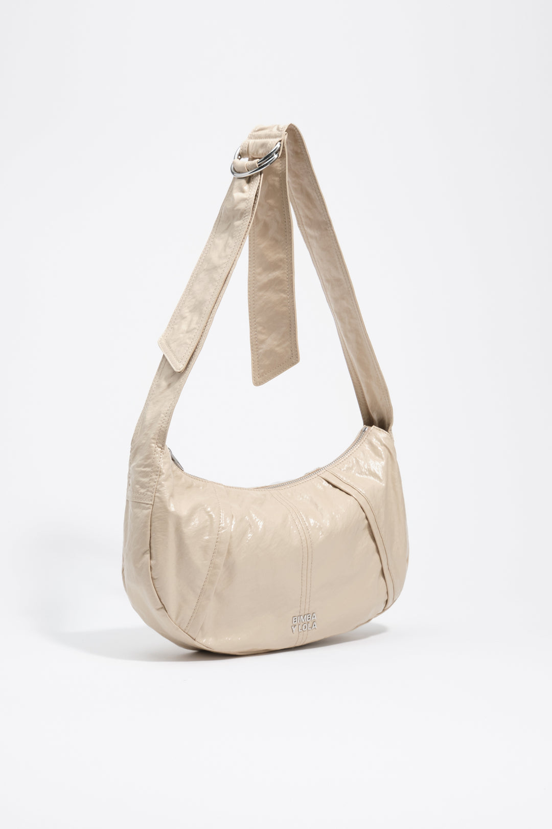 Medium shiny greige Moon bag