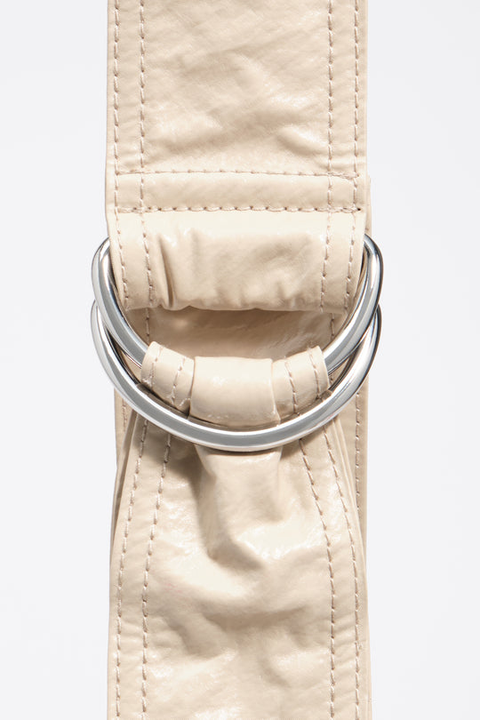 Medium shiny greige Moon bag