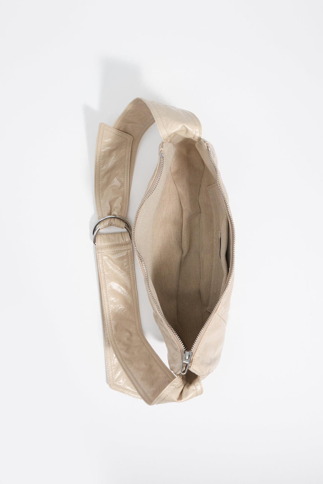 Medium shiny greige Moon bag