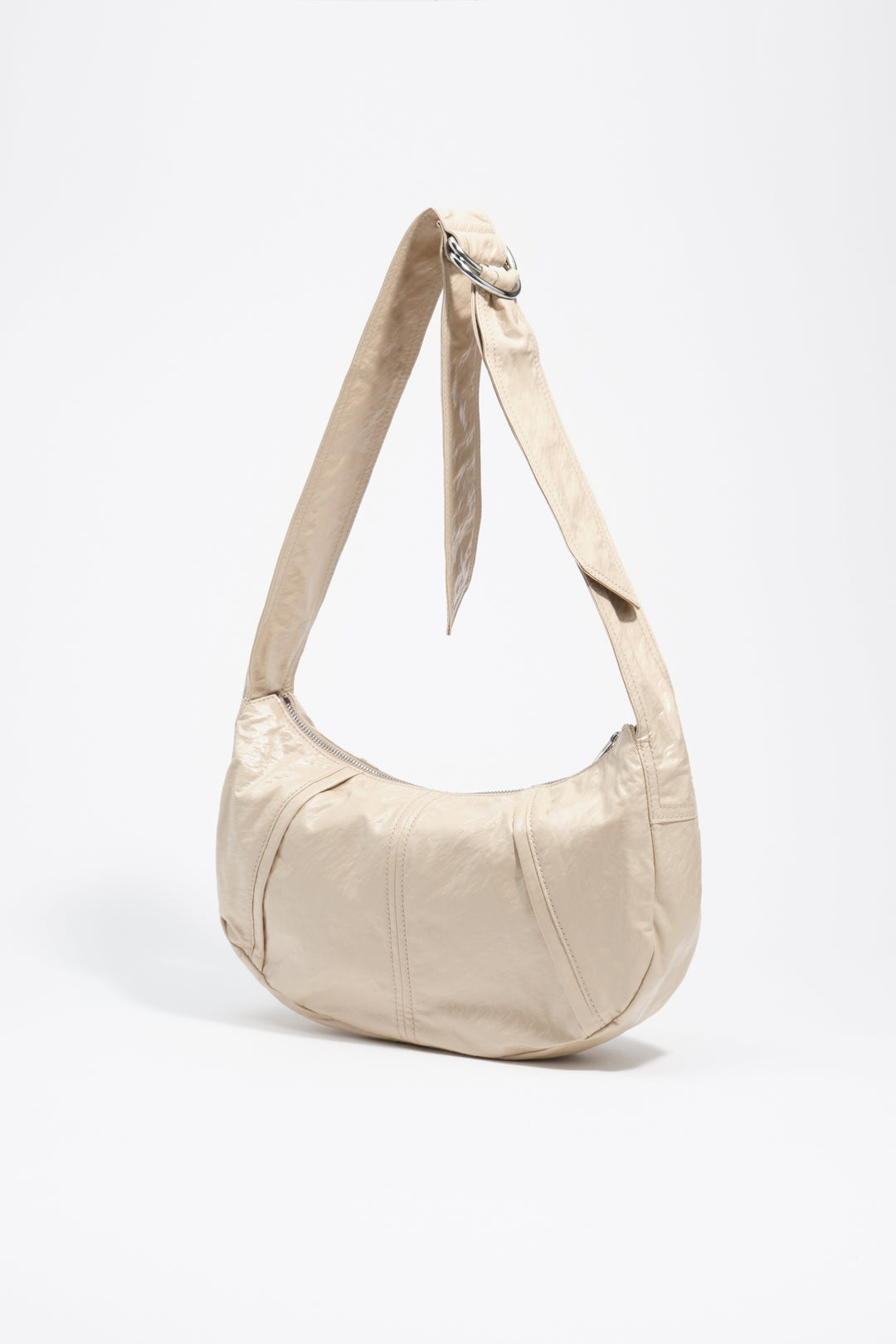 Medium shiny greige Moon bag