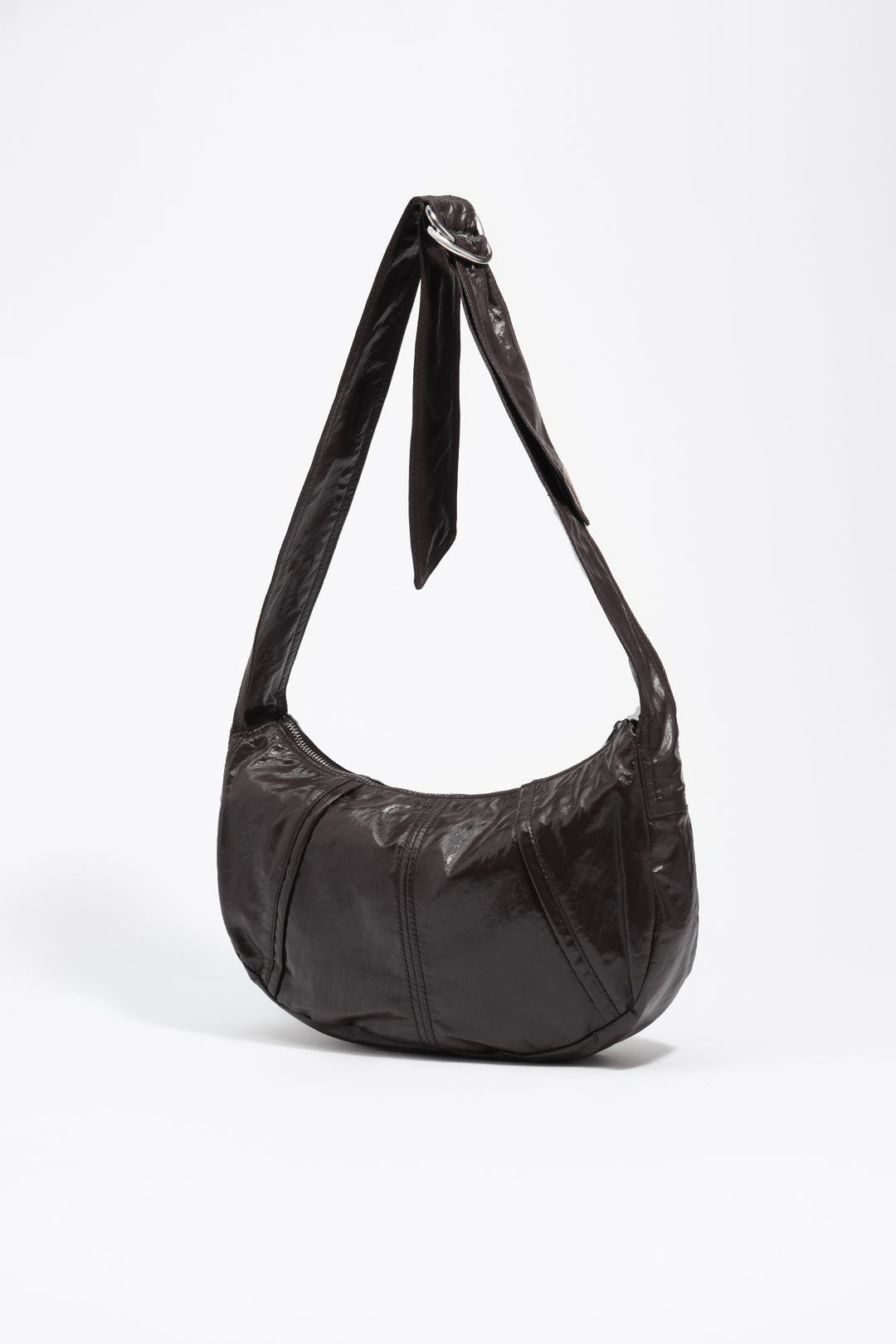 Medium shiny eggplant Moon bag