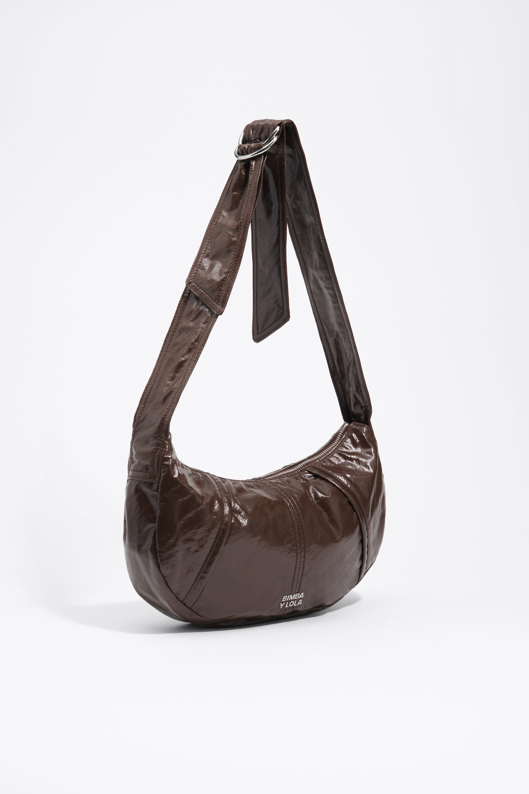 Medium shiny chocolate Moon bag