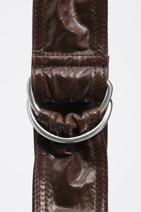 Medium shiny chocolate Moon bag